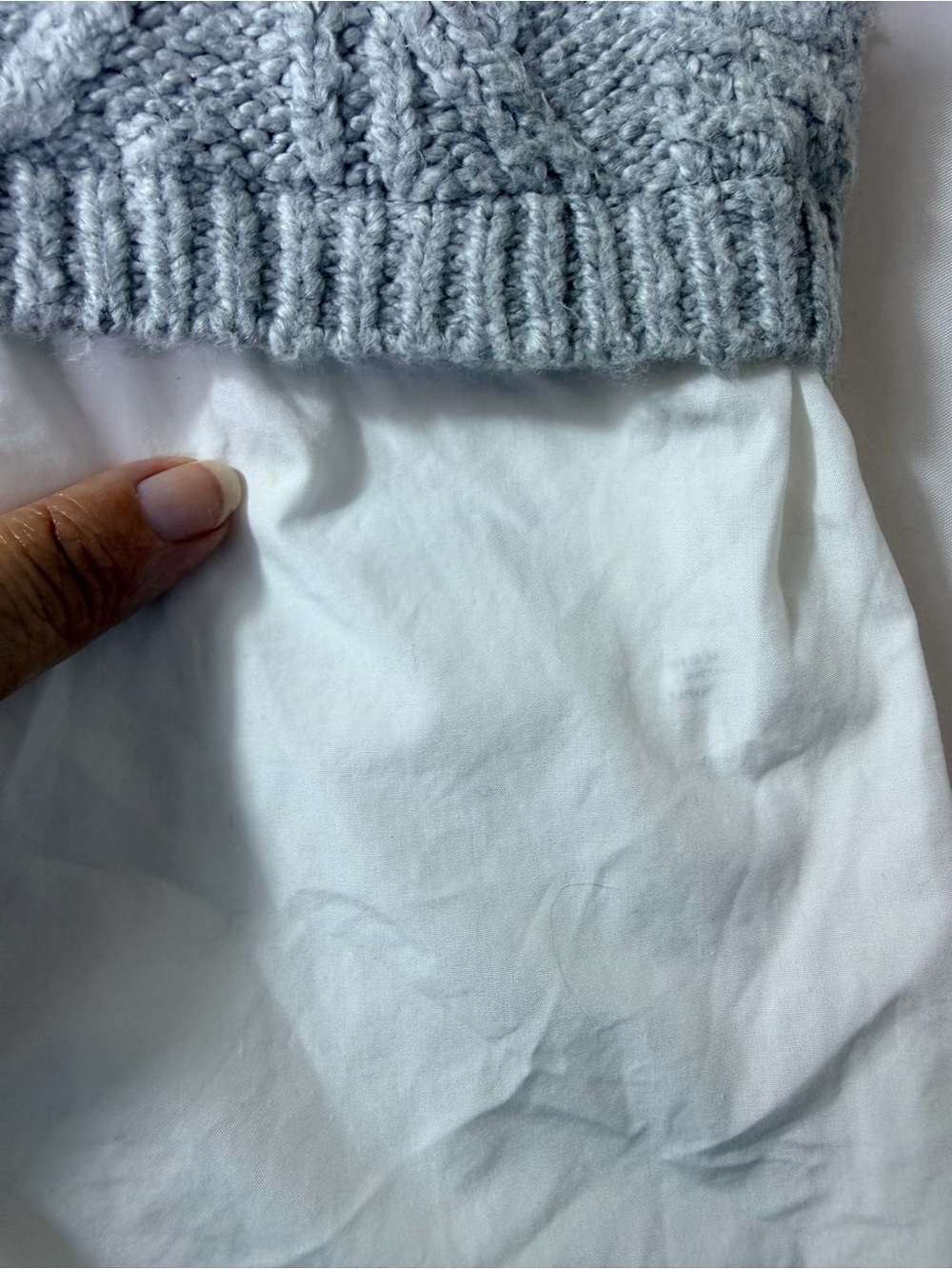 Anthropologie Maeve Cable Knit Layer Sweater Women XS Gray White Boho Mock Neck - Picture 9 of 9